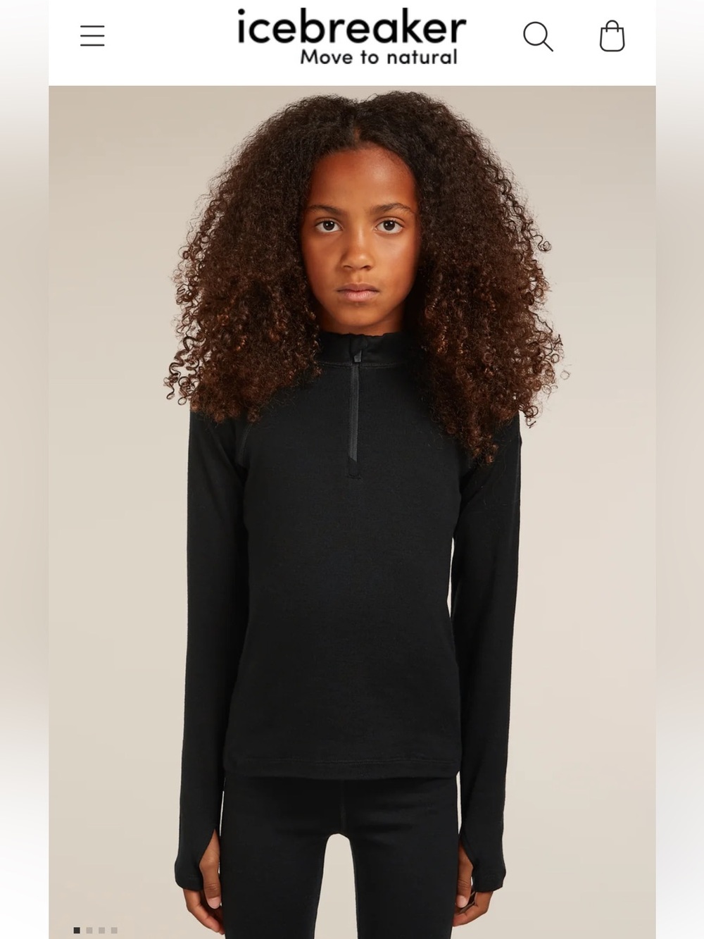 Icebreaker kids Black Merino Quarter-Zip Base Layer and pants set. Size 3 kids
